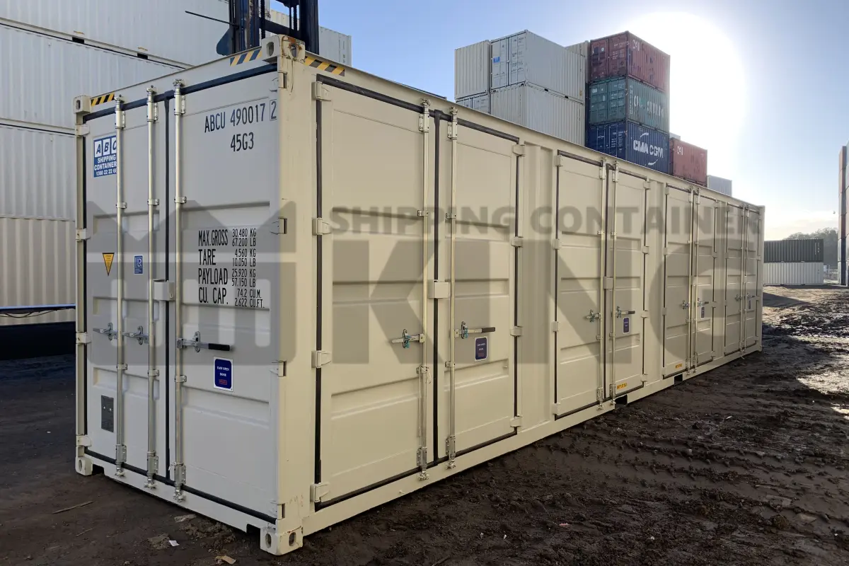 40' High Cube Partial Side Opening Shipping Container (4 Sets Of Side Doors)